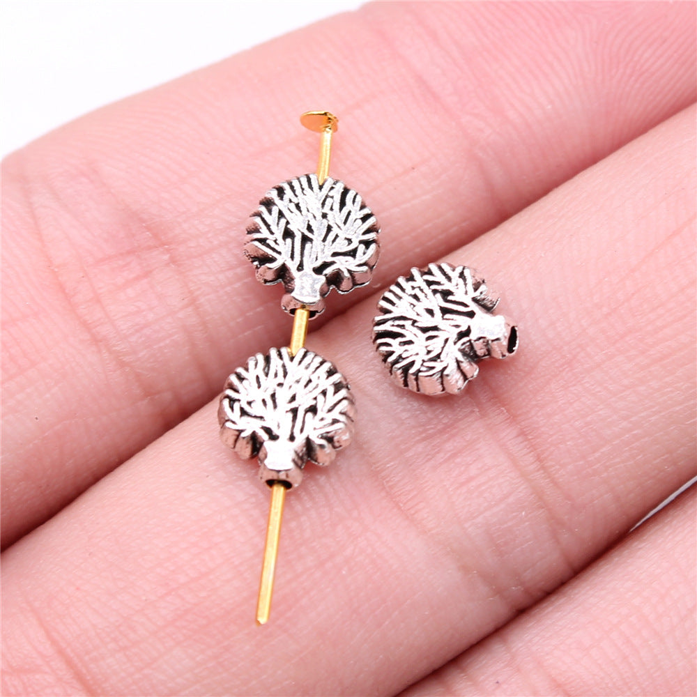 8x8mm 0.65g Antique Silver Zinc Alloy Tree Loose Metal Beads for DIY Bracelet Necklace Making