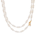 White Faux Pearl Double Strand Long Necklace With Gold Tone Clasps view 5