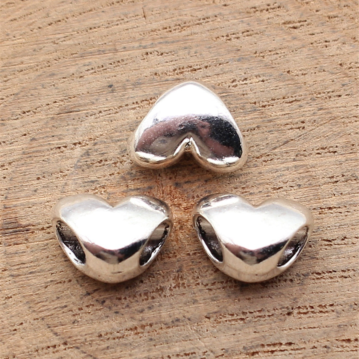 12x9x6.6mm 1.5g Antique Silver Zinc Alloy Heart Through Hole Beads for DIY Bracelet Jewelry Making