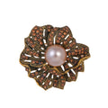 Rose Crystal Pearl Look Metal Brooch Pin for Jackets and Lapels view 1