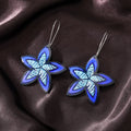 Silver Tone Blue Floral Butterfly and Evil Eye Acrylic Hook Earrings view 6