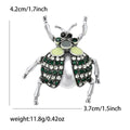 Silver Tone Beetle Brooch with Green Crystal Wing Details view 6