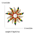 Radiating Enamel Flower Brooch With Pearl in Two Palettes view 4