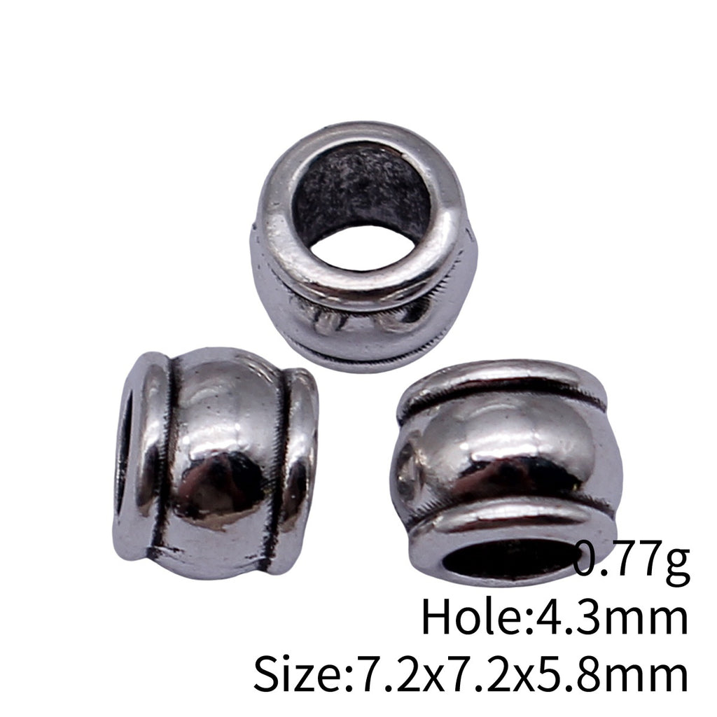 7.2x7.2x5.8mm 0.77g Antique Silver Zinc Alloy Large Hole Spacer Beads for DIY Bracelet Necklace Jewelry Making