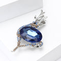 Blue Oval Crystal Deer Brooch With Silver Tone Antlers view 3