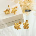 Textured Irregular Starfish Stud Earrings Gold Tone Metal view 2