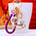 Crystal Rocking Horse Keychains with Six Fortune Cord Options view 4