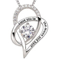 Silver Tone Layered Heart Pendant Necklace With Clear Stones view 1