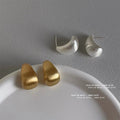 Brushed Chunky Curved Stud Earrings In Silver And Gold Tone view 1