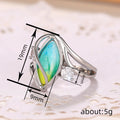 Iridescent Marquise Cabochon Leaf Ring In Silver Tone view 4