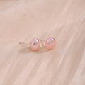 Pink Pearl Look Round Stud Earrings in Four Graduated Sizes view 3