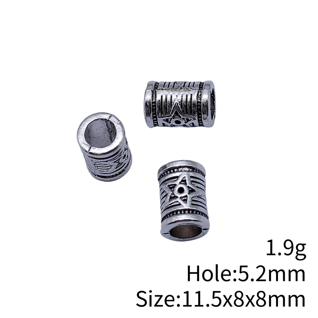 11.5x8x8mm 1.9g Antique Silver Zinc Alloy Star Round Large Hole Spacer Beads for Bracelet Necklace DIY