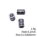 Geometric Cylinder Large Hole Bead in Antique Silver Metal Finish view 3
