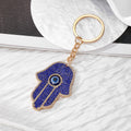 Gold and Silver Tone Rhinestone Hamsa Evil Eye Split Ring Keychains view 2