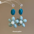Blue Ombre Flower Drop Stud Earrings Fashion Jewelry view 2