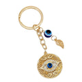 Rhinestone Evil Eye Charm Keychain With Leaf Accent view 4