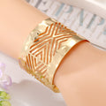 Gold Tone Wide Openwork Diamond Geometric Cuff Bracelet view 1