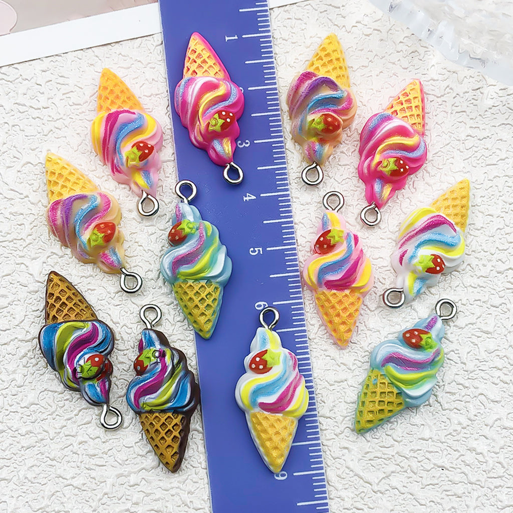 Resin Ice Cream Popsicle Charm Pendant for Earrings Necklace Keychain DIY