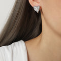 Textured Heart Stud Earrings Wrinkled Metal Gold Or Silver view 7