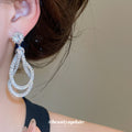 Crystal Double Teardrop Dangle Stud Earrings Fashion Jewelry view 3