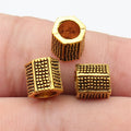 7.9x7.6x7.6mm 1.6g Antique Gold Zinc Alloy Pitted Hexagon Prism Large Hole Beads for DIY Jewelry Making