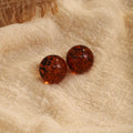 Red and Apricot Gold Flake Look Round Stud Earrings view 7