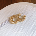 Gold Tone Textured C Hoop Earrings Four Styles With Decorative Metal Accents view 3