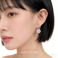 Silver-Tone Crystal Bar Round Halo CZ Drop Earrings view 2