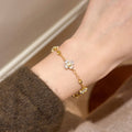 Gold CZ Round Flower Adjustable Bracelet Five Motifs view 4