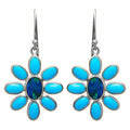Blue Floral Enamel Drop Earrings in Two Metal Tones view 4