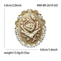 Carved Rose Cameo Brooch with Crystal Filigree Border view 6