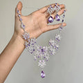 Floral Crystal Necklace and Drop Earring Jewelry Set in Two Colors view 6