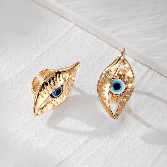 Gold Tone Oversized Evil Eye Adjustable Rings in Two Colors