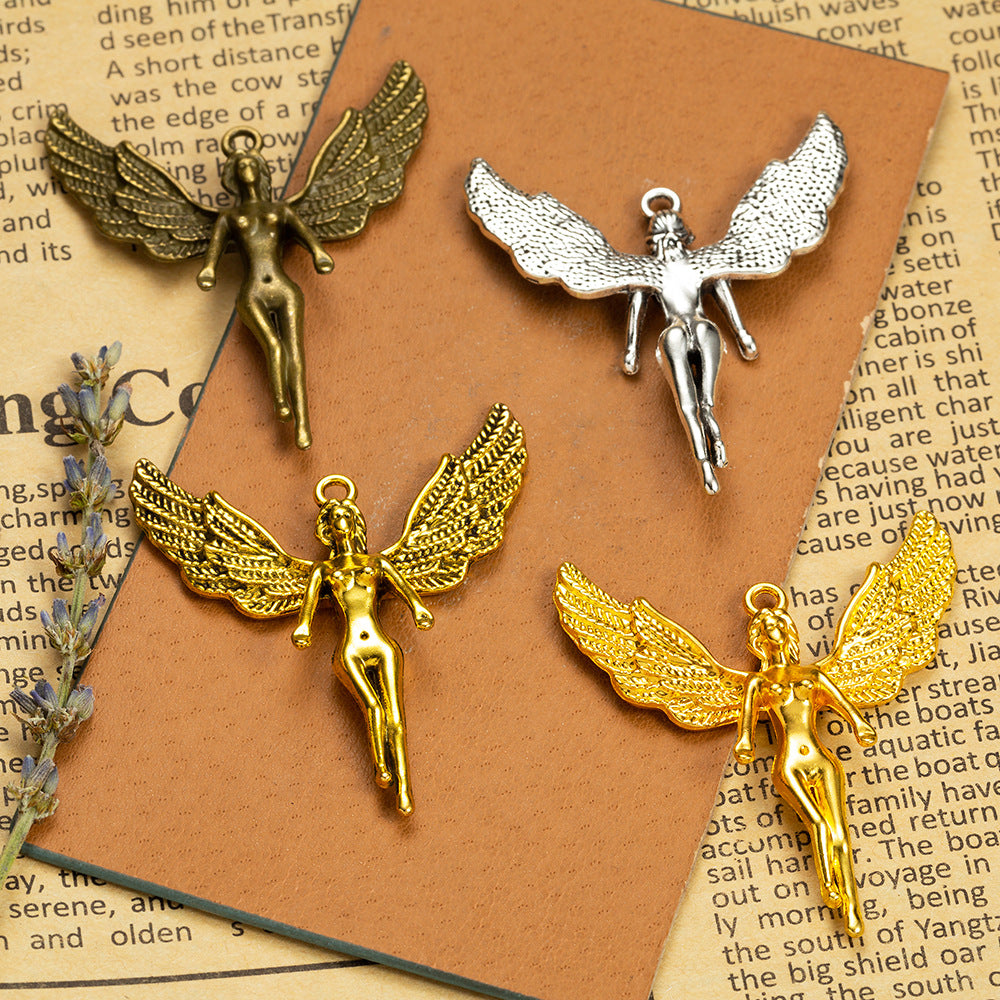 55x50mm Vintage Angel Alloy Pendant for Necklace or Sweater Chain