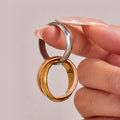 Polished Triple Interlocked Band Ring Gold Tricolor Steel view 4