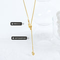 Adjustable Knot Lariat Snake Chain Necklace Gold Steel 65cm view 2