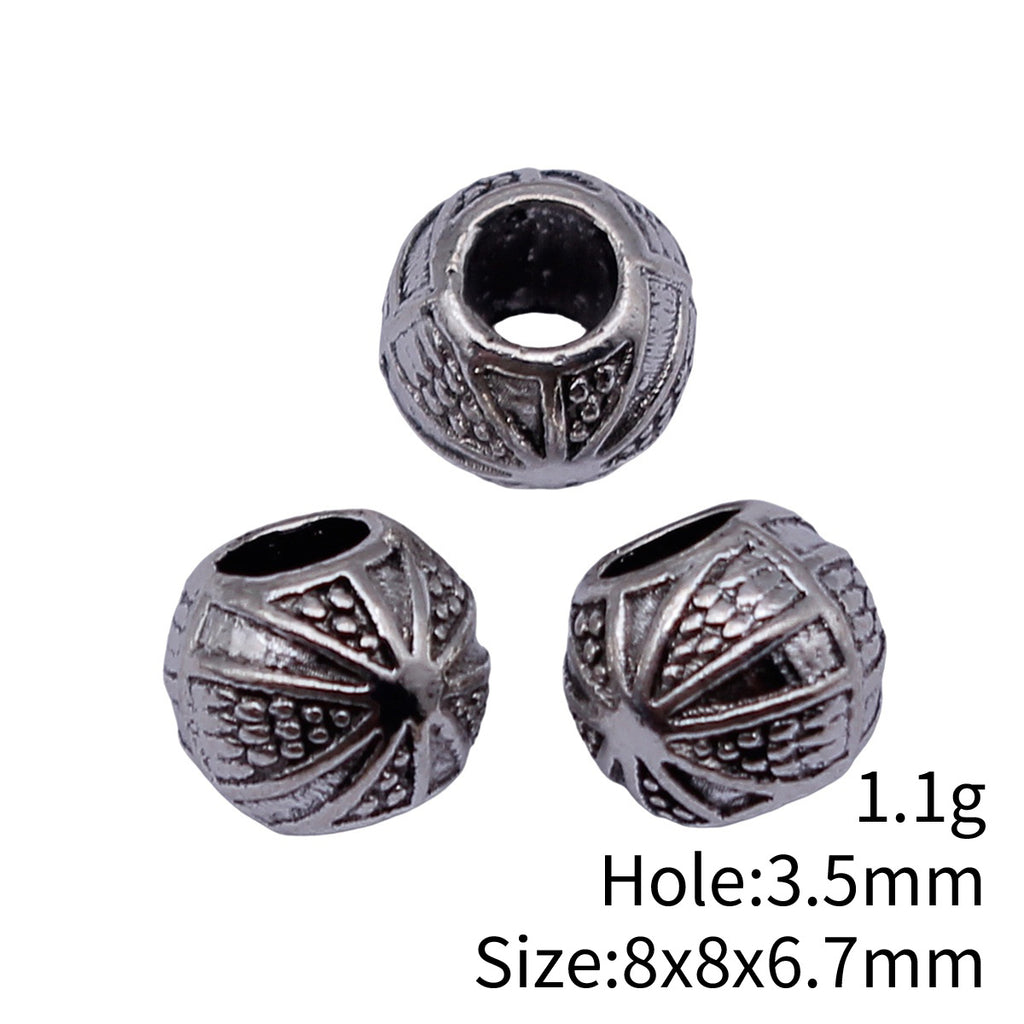 8x8x6.7mm 1.1g Antique Silver Zinc Alloy Large Hole Spacer Beads for Bracelet Jewelry Making