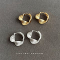 Twisted Mesh Huggie Hoop Earrings Gold Silver Pair view 4
