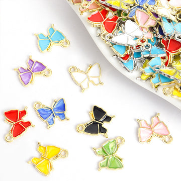 Enamel-Look Gold Silver Butterfly Alloy Charms in 18 Styles