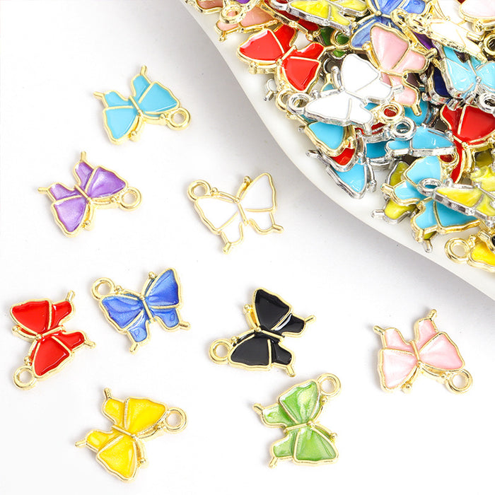 Enamel-Look Gold Silver Butterfly Alloy Charms in 18 Styles