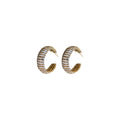 Wide Gold Tone Crystal Pave Hoop Earrings With Polished Metal Tone Details view 5