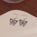 Pink Black Butterfly Drop Earrings Gold Fishhook Dangle view 2