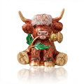 Enamel Highland Cow Brooch Thistle Accent Animal Pin view 1