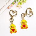 Yellow Heart-Holding Duck Charm with Gold Tone Heart Clasp view 2