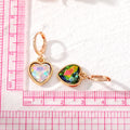 Gold Tone Faceted Crystal Heart Huggie Drop Earrings in Six Colors view 4
