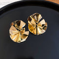 Folded Disc Statement Stud Earrings in Gold and Silver Tone view 6