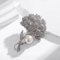 Flower Crystal Metal Brooch Pin 5.7 x 3.9 cm for Jackets and Lapels view 5