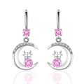 Silver Tone Crescent and Calf Drop Earrings in Three Stone Colors view 6
