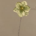 Light Green Fabric Flower Duckbill Hair Clip Pearl Tassel view 4