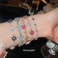 CZ Flower Bracelets Silver Gold Multicolor Five Styles view 4